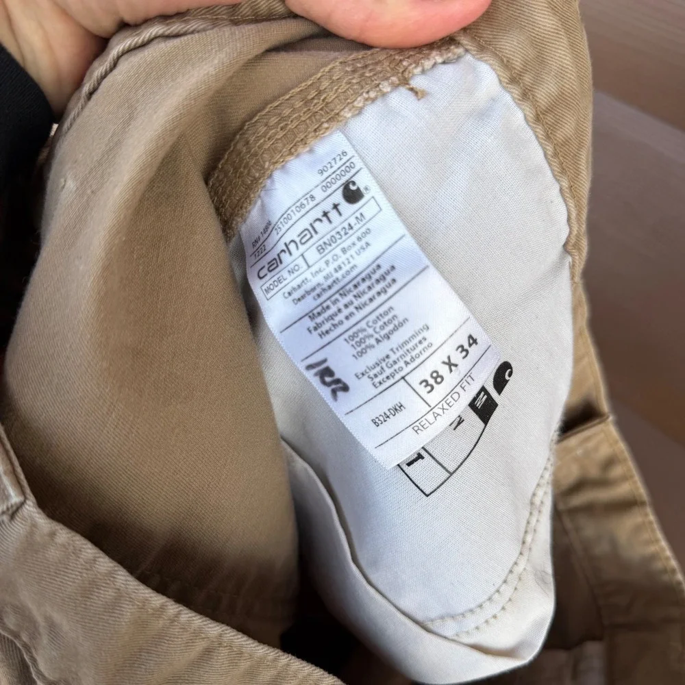 Carhartt Relaxed Fit Twill Utility Work Pants Khaki Men 38x34 (Distressed)